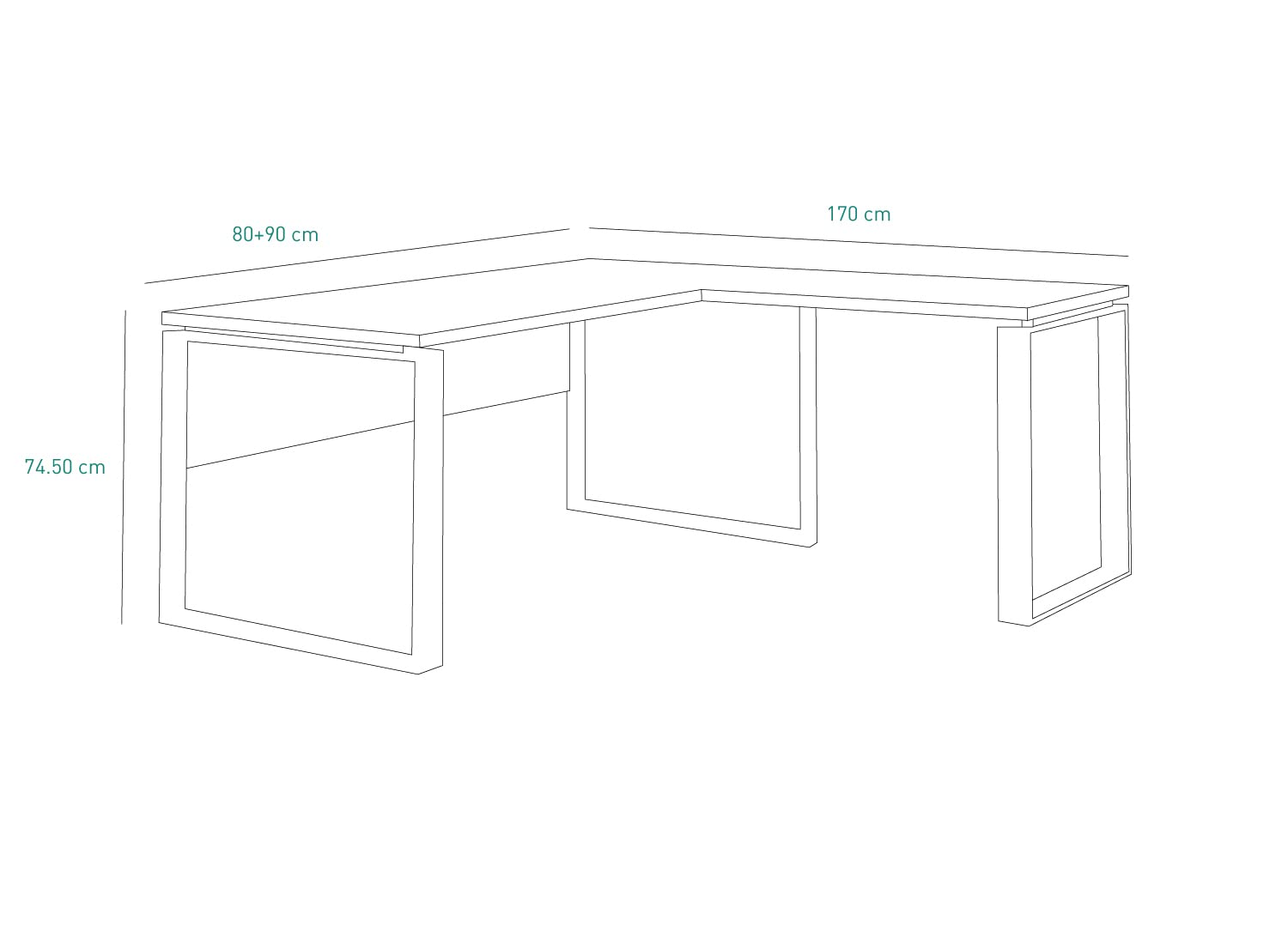 Composad | Scrivania della Linea DISEGNO, Scrivania Angolare, Scrivania PC ad Angolo, (LxAxP) 170x74,50x80+90 cm, Colore Bianco Laccato, per ufficio, Studio, Made in Italy