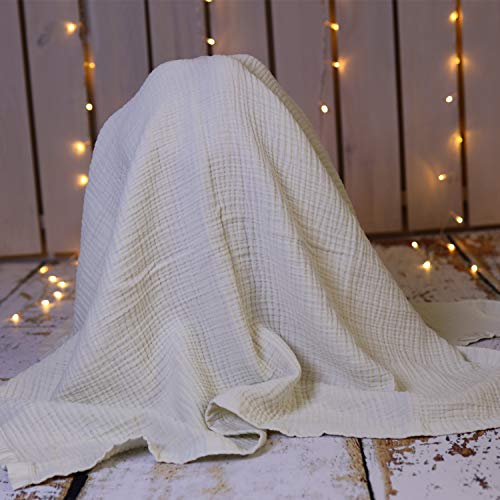 Muslin Blankets, Baby Toddler Quilt, 4 Layers, 100% Cotton Stroller Blanket, Hypoallergenic, Super-Soft, Breathable And Lightweight Swaddle, Nursery & Crib Blanket, Large (47 X 35 Inch) (Vanilla Ice) #TOP4