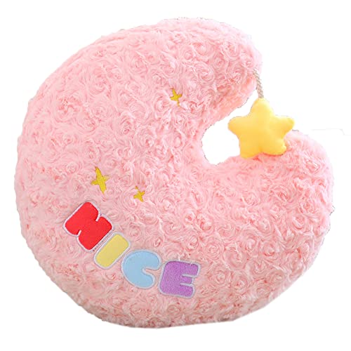 WeiWeiLee Simulation Star Moon Plush Pillow Sofa Bedding Decorative Throw Pillows Office Waist Lumbar Back Cushion Cute Plush Cushion (40cm/15.7inches, Pink Moon)