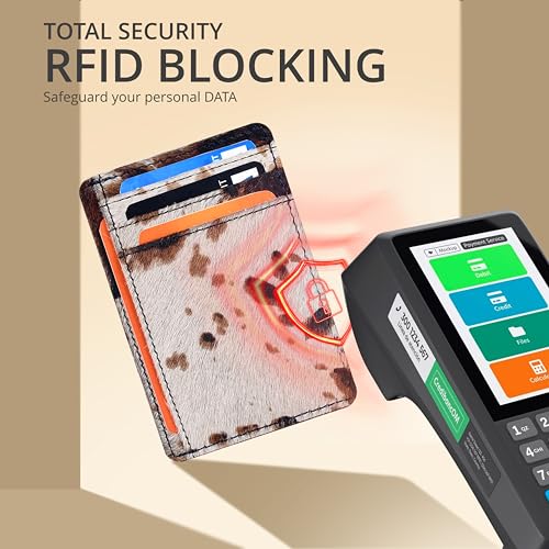 Image of Oak Leathers Leather Slim Minimalist Wallet for Men & Women RFID Front Pocket Leather Card Holder Wallets (Cow Jersey)