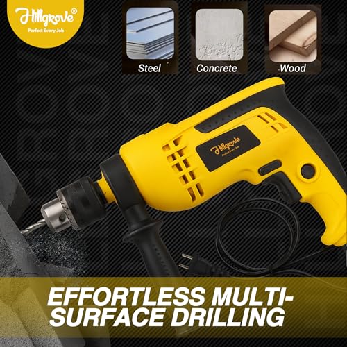 Image of Hillgrove HGCM1382M2 All in One Electric 950W 13mm Power Drill Electrical Hand Drilling Machine Tool Box Tools Kit Set for Home