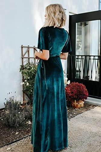 Velvet Bridesmaid Dresses for Wedding Short Sleeve Formal Evening Dresses for Women2