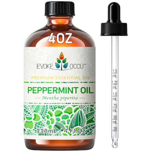 EVOKE OCCU Peppermint Oil 4 Fl Oz - for Spray Diffuser Aromatherapy Hair and Skin Care - Kitchen Garden Car