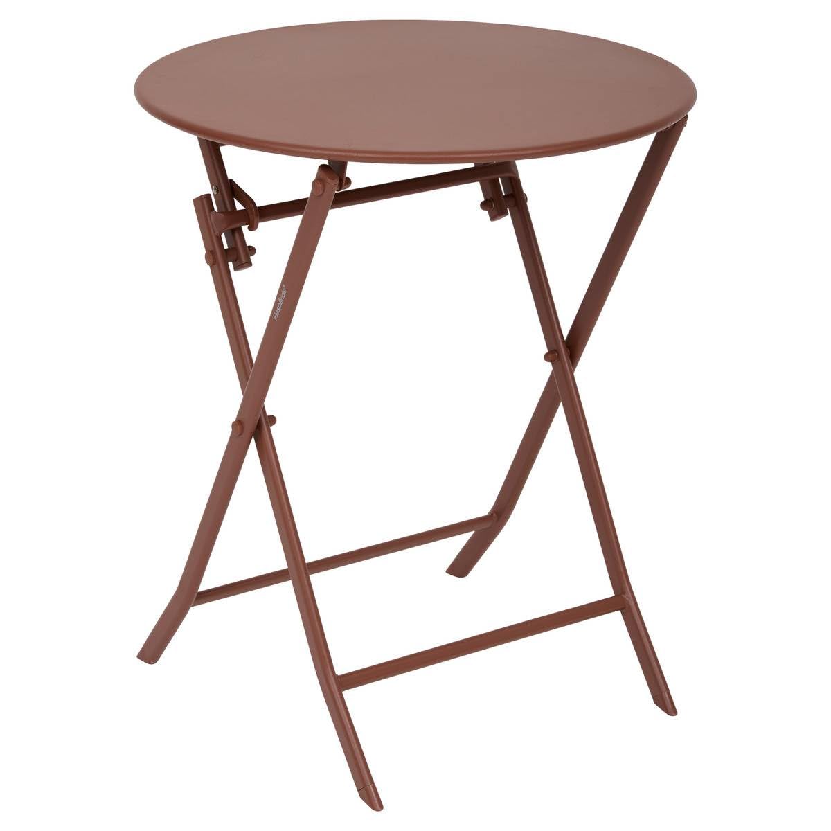 HESPERIDE - Table de Jardin Pliante Ronde Greensboro 2 Places Acajou - Acier Antirouille Renforcé - Mobilier pour Jardin, Balcon, Terrasse