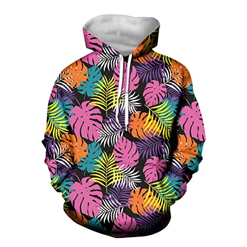 Image of Forchrinse Green Palm Tree Sea Beach Mens Hoodies Pullover Long Sleeve Fleece Hoodie Cozy Sport Casual Outwear