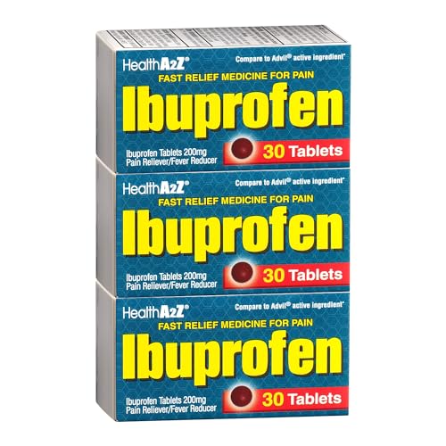 Image of HealthA2Z Ibuprofen 200mg, NSAID, Pain Reliever, 90 Tablets (Pack of 3, 30 Tablets Each)