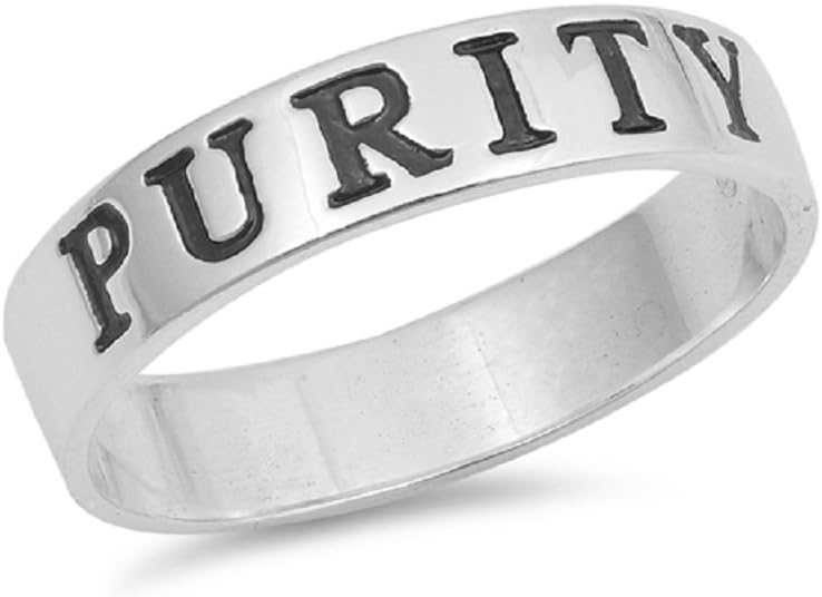 CloseoutWarehouse 925 Sterling Silver Polished Engraved Purity Band Ring