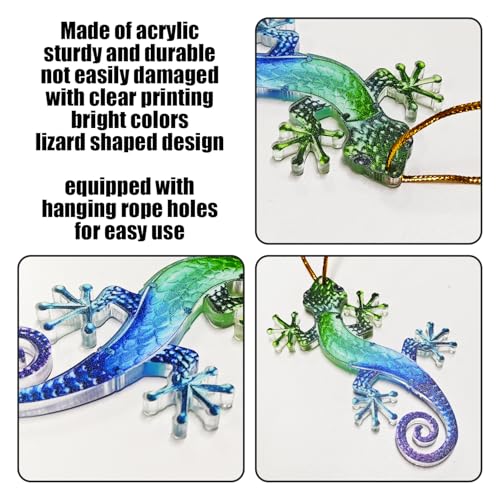 EHDWXVZM 4 Stück Wanddekoration Gecko, Gartenzaun-Dekoration, Außenwanddekoration, Bunte Gecko-Dekoration Wand