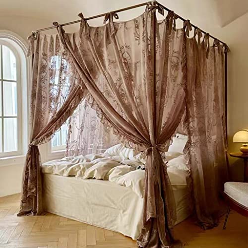 Elegante Spitze, Prinzessin, 4 Eckpfosten, Moskitonetz, romantisch, für Mädchen und Frauen, Bettvorhang, Baldachin für Erwachsene, Hochzeit, Schlafzimmer, Kinderzimmer, Dekoration