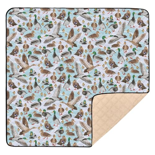 SHJI Mallard Ducks Baby Play Mat Baby Crawling Mat Foldable Playmat for Babies 50 x 50 Inch