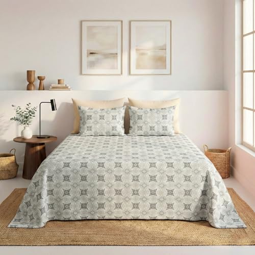 Image of HOMEKART 100% Cotton Feel Double Bed Bedsheet Set | 180tc to 220tc Soft & Breathable with 2 Pillow Covers | Wrinkle Free | for Bedroom & Gifting (Color -Silver, 90 x 90 Inches)