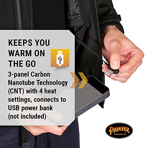 Pioneer Men's Heated Softshell Jacket - Water Resistant with Detachable Hood - Power Bank Not Included (Multiple Colors)2