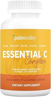 Essential C Complex - Vitamin C Supplement for Immune Support - 1 Pack, 450mg - Organic Superfoods Unripe Acerola Cherry, Camu Camu, Amla Berry - No Synthetic Ascorbic Acid - USA Made