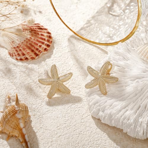 Clip on Earrings for Women Hypoallergenic Clip on Earrings for Women Statement Flower/Starfish/Shell Earrings Beach Accessories Jewelry for Womens Non Pierced Earring3