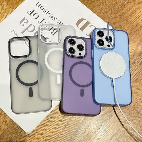 Support d'objectif magnétique pour iPhone 14 Plus : coque mate noire PC dur - 2
