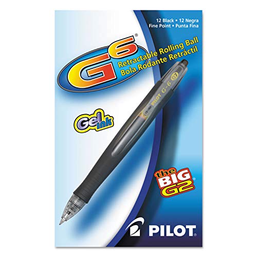 Bolígrafo gel Pilot G6 recargable punta fina negro 12 unidades miniatura 3