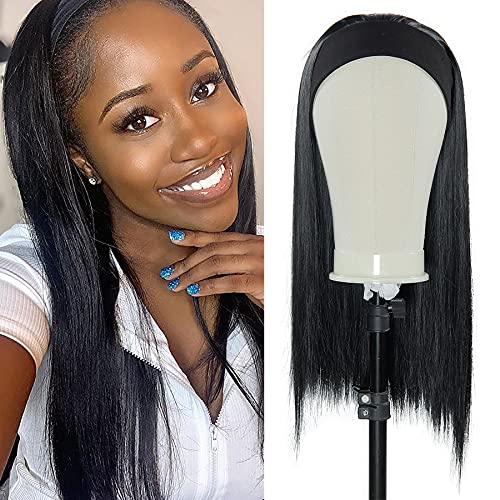 Daxi, Headband Wigs For Black Woman Long Straight Headband Wig With Headband Elastic Comfortable Easy To Wear Natural Looking For Daily (22 inch, black)