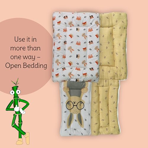 Image of TINYLANE 3 in 1 Baby Sleeping Bag & Carry Nest for Newborn, Portable Bamboo Cotton for 0-6 Months Infants, Holding Set, Soft & Lightweight (Honey Bunny)