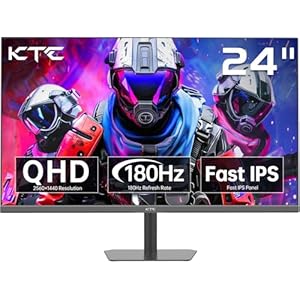 KTC Gaming Monitor 24 Zoll, 180Hz, 2K QHD 2560 x 1440p Fast IPS 1ms Monitore, G-Sync & FreeSync, HDR10 126% sRGB PC Bildschirm, Blaulicht Reduktion, VESA, HDMI 144Hz, DP 180Hz, Q24T09