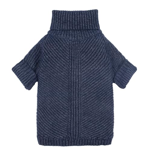 Image of Fitwarm Turtleneck Knit Dog Sweater, Thermal Dog Winter Clothes for Small Dogs Boy Girl, Cozy Sweaters for Dogs, Doggy Pullover Jumper, Pet Outfit, Heather Navy Blue, XL