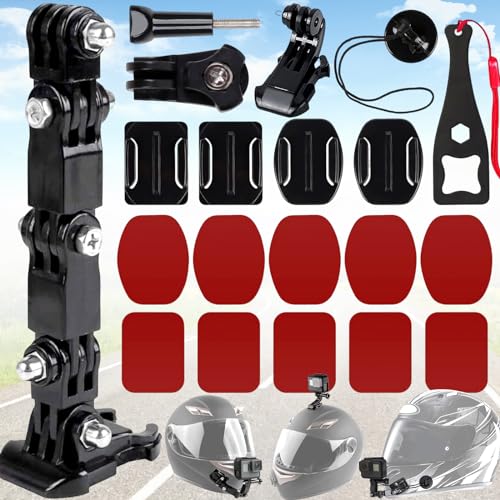 Mikqky 20 Pièces Accessoires pour Caméras d'action sur Casque, Accessoires Casque Gopro, Support De Caméra pour Casque 360, Support De Caméra pour Casque avec 3M, pour Gopro Hero 12/11/10/9/8/7/6/5/4