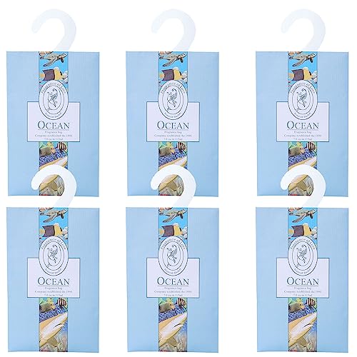 6pcs Wäscheduft Schrank Duftsäckchen Kleiderschrank Dufterfrischer, Duftbeutel Kleiderschrank Duft Hanging Beutel, Schrankdeo Natürlichen Geruch Sachet, Duftsachet, Schrankduft Frische (ocean6)