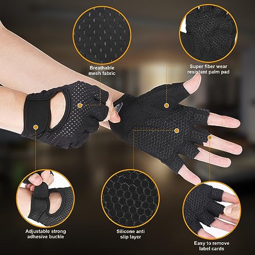 Yasdyri Gym Gloves for Men and Women Breathable Training Gloves with Microfiber Fabric 2 pack No Slip Silicone Padded with Fitness Gloves for Weightlifting Training - Image 2