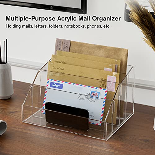 image for KTRIO Mail Organizer Countertop 4 Tier Mail Holder File Holder Acrylic