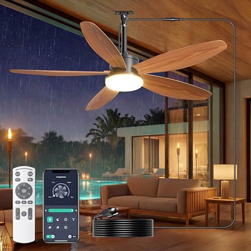 Phylluz 42 Plug in Outdoor Ceiling Fan with Lights for Gazebo Patios