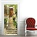 A.Monamour Adesivo Porta Autoadesiva Giardino Della Casa Medievale Antica Italiana Vinile PVC Adesivi per Porte Interne 3D Pellicola Adesiva Poster Sticker Murale Decorazione da Parete Carta da Parati