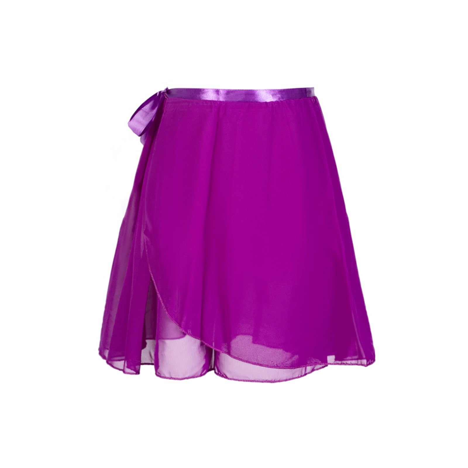 Etryox Unisex Purple Ballet Dance Wrap Skirt For Women And Girls - Chiffon Mini Short Skirt - S (Height 60-120Cm)