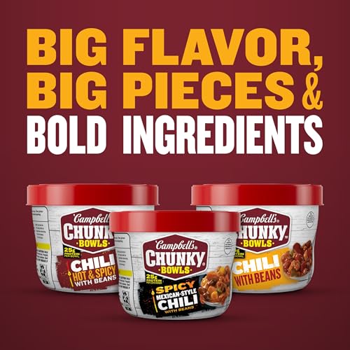 Image of Campbell's Chunky Hot and Spicy Chili With Beans, 15.25 oz Microwavable Bowl (Pack of 3)