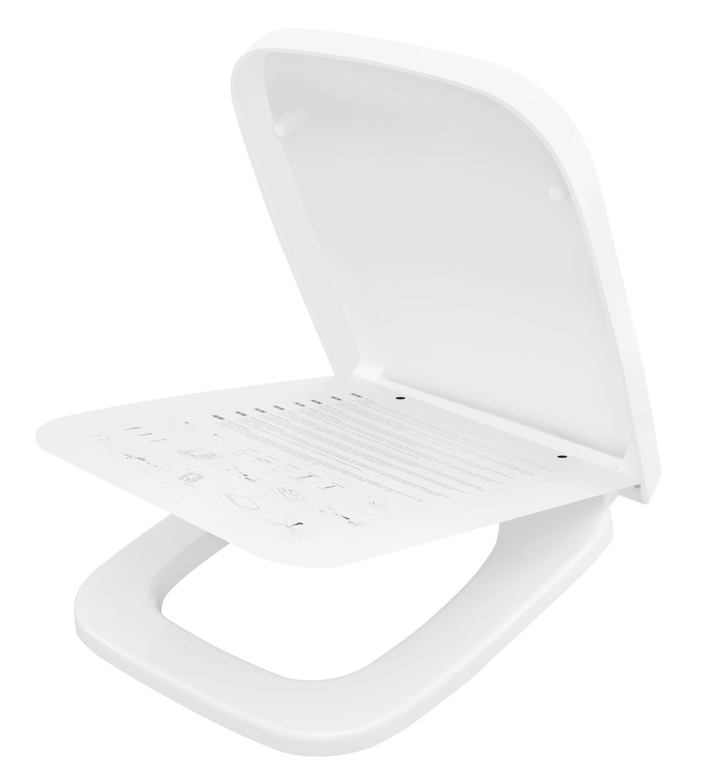 Soft Close Toilet Seat Square Shape Toilet Seat with Soft-Close Mechanism Lid Elongated Bathroom Silent Closed Easy Installation