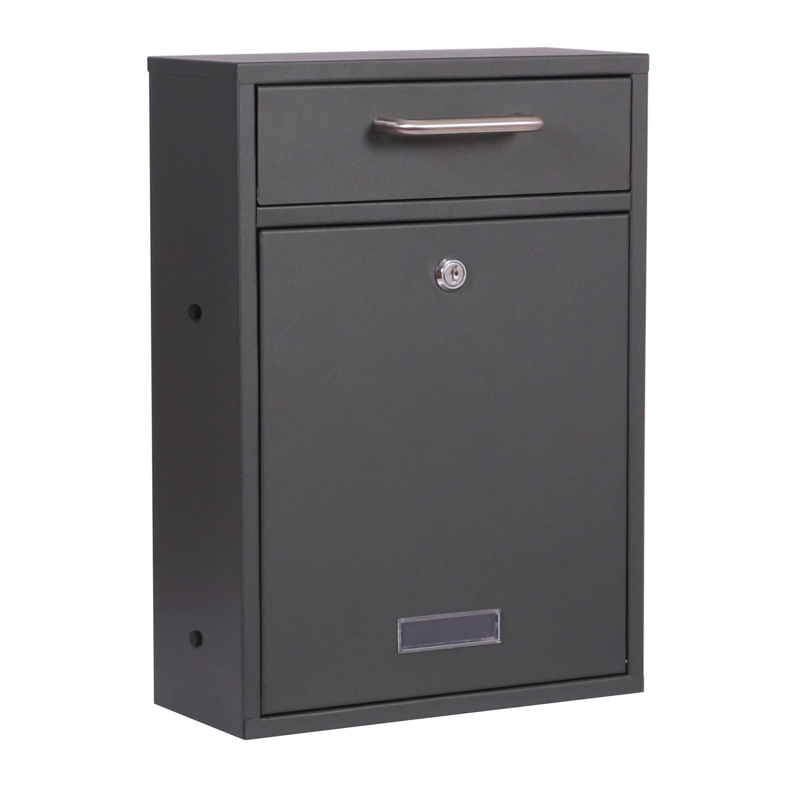 Wiltec Anthracite Wall Mounted Letter Box V52 Lockable Post Box Mailbox With Name Plate Window