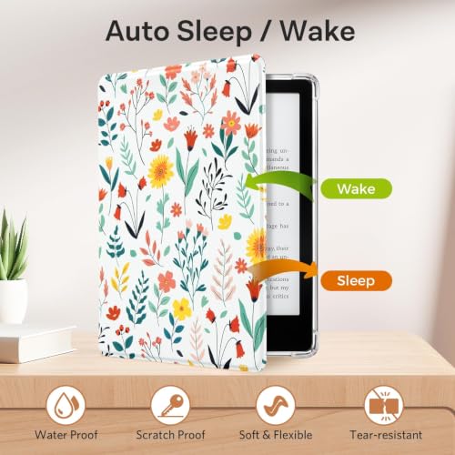Image of CoBak Case for 7 inch E-Reader - New PU Leather Cover and Clear Soft Silicone Back Cover with Auto Sleep Wake Feature