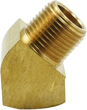 45 Degree Street Elbow 1/2 NPT Male x 1/2 NPT Female Brass Pipe Fitting (Pack of 2)