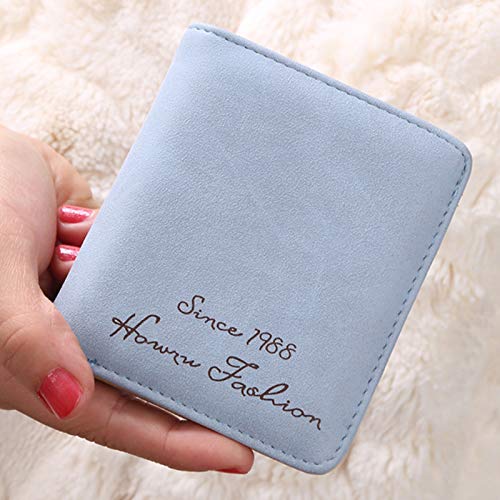 pedkit Moda feminina carteira curta de couro PU cor sólida carta impressão pequena dobrável ID titul