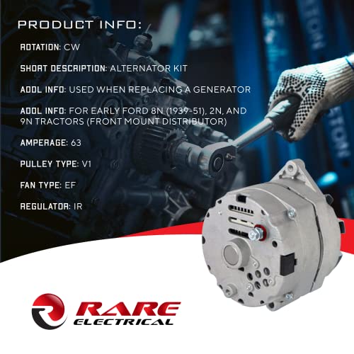 Rareelectrical New Alternator Conversion Kit Compatible With 1939-1951 Ford 8N Tractors 1100-0530 11000530 8Ne10300Alt-C 8Ne10300Altc #TOP5