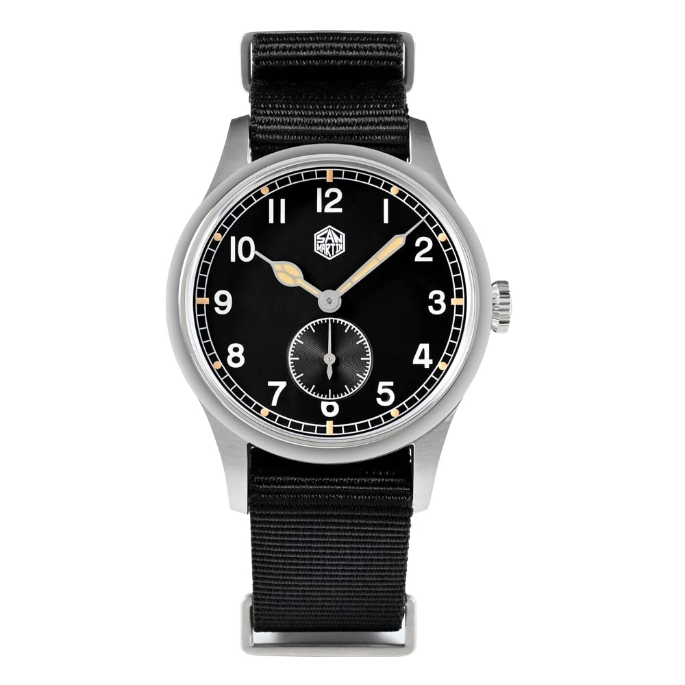 San Martin 36mm SN0105G reloj piloto de cuarzo 6004 movimiento simple estilo de moda acero inoxidable hombres reloj de pulsera correa de nylon