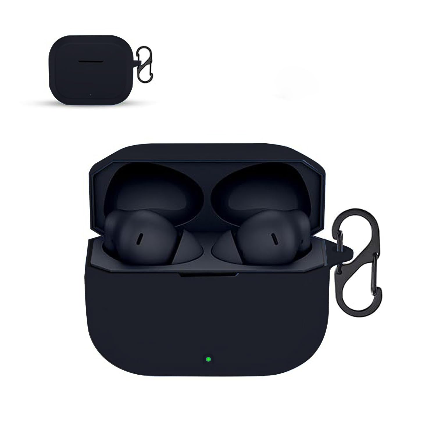 LIRAMARK Silicone Cover Case with Carabiner Compatible with OnePlus Nord Buds 3r (Black)