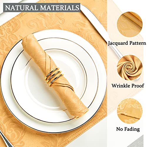 Homejoy Cloth Napkins Set Of 8 – Square 17X17 Inch Jacquard Fabric Polyester Washable Reusable Cloth Napkins For Kitchen Dinner Dining Restaurants Wedding Party Banquet Table (Gold, 17X17 Inch) #TOP3