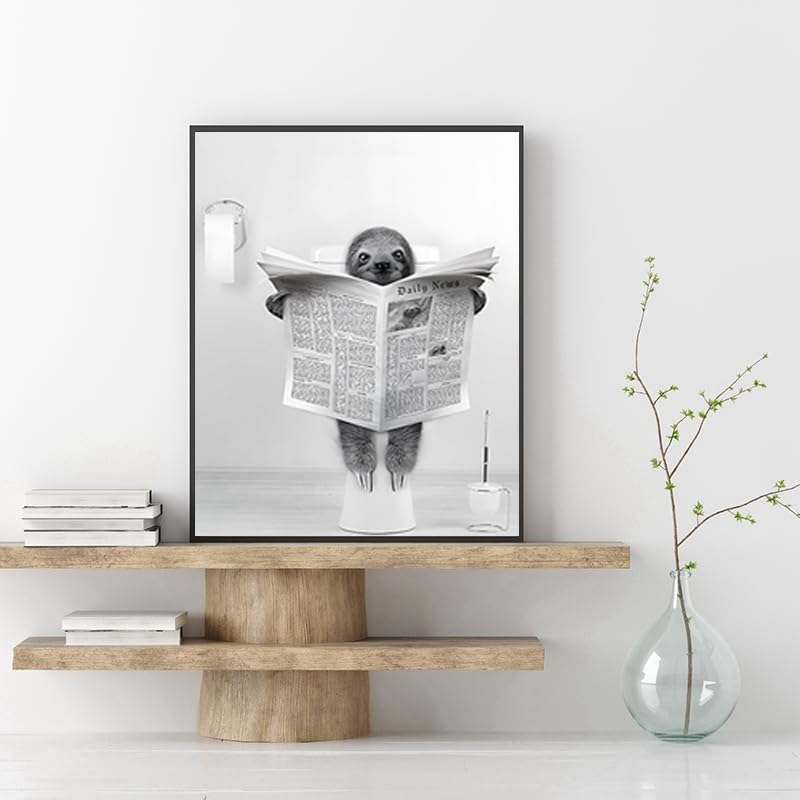 QPLGTU Bathroom Animal Pictures, Cow Poster Decoration Canvas, Frameless (Style 6, 20x30cm*1), 20L x 30W cm - Image 4