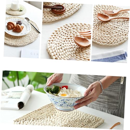 Set de table en paille épaisse et napperons ronds haut de gamme