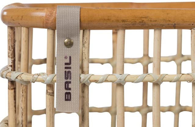 Basil Green Life Rattan FaHinterradradkorb medium - Handarbeit - rechteckig - aus ökologischen Rattan -Logo aus recyceltem PET - wetterbeständig - leicht - ohne Montagematerial - 18L - braun