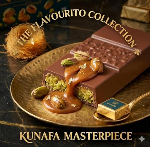Image of Flavourito Kunafa Pistachio Chocolate Bar 20g, Satisfying, Sharp Snap Of Smooth Milk Chocolate that Gives Way to a Creamy, Rich, and Nutty Pistachio (20g Pack Of 3) DECADENT FOODS