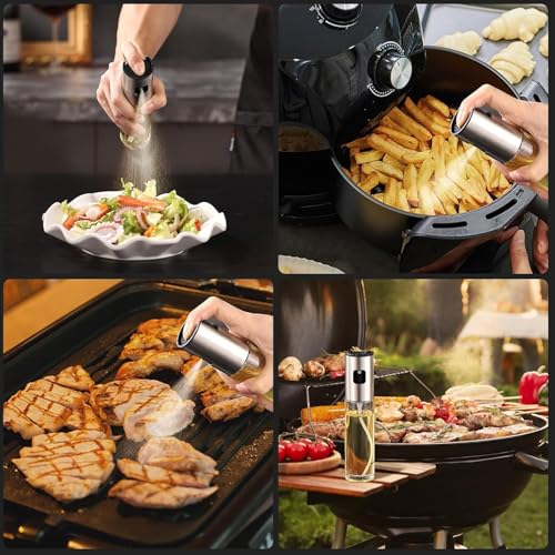 Image of Olive Oil Sprayer for Cooking, Glass Dispenser Bottle Spray Mister, Refillable Food Grade Vinegar Spritzer Sprayer for Air Fryer, Salad, Baking, Grilling, Frying (100ML Oil Sprayer)