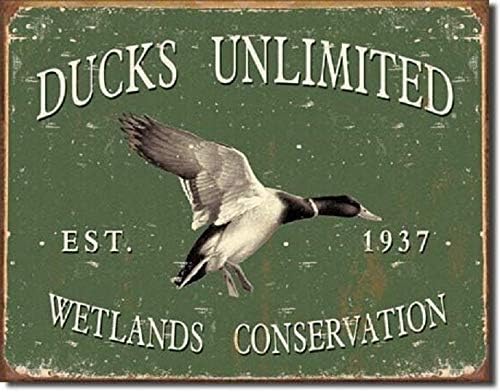 SRongmao Ducks Unlimited Since 1937 Vintage Look Retro Hunt Cabin Wall Decor Metal Tin Sign 8x12in