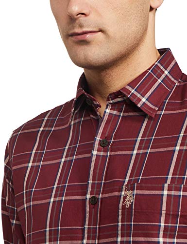 Image of U.S. Polo Assn. Men Cotton Spread Collar Checked Regular Fit Casual Shirt