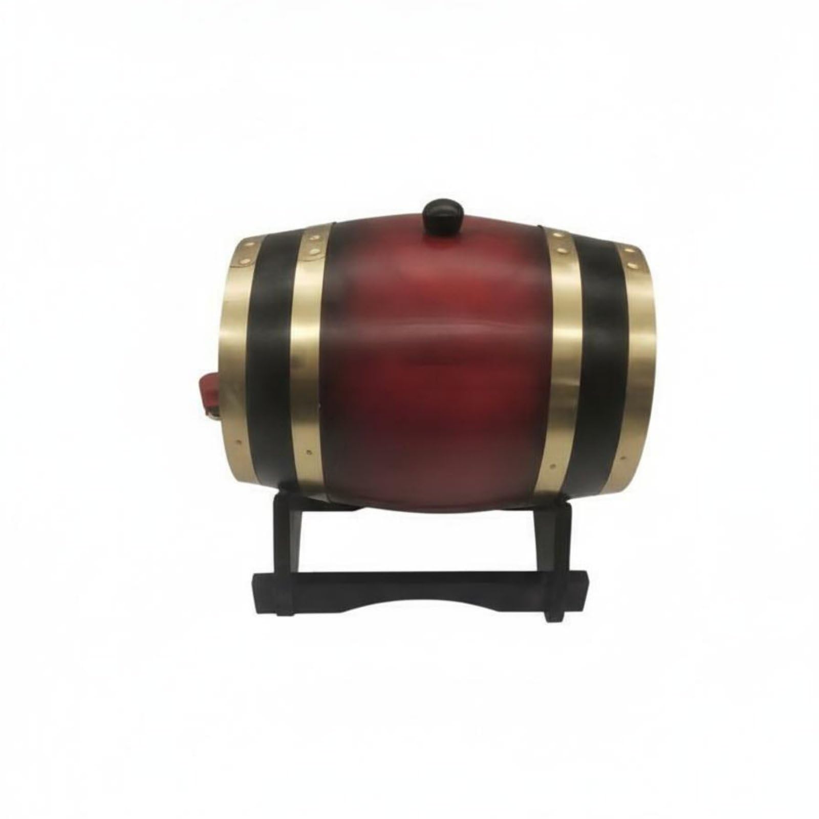 Baoblaze Botte da Vino Botte Botte di Liquore Barile di Legno con Rubinetto in Legno Duro per Conservazione E Servizio Finitura Liscia con Cerchi in Metallo E, Rosso Vino, 1.5L