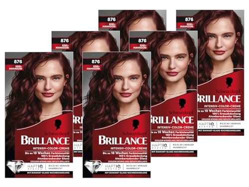Brillance Intensiv-Color-Creme 876 Edelmahagoni (6x 160 ml), dauerhafte Haarfarbe mit Diamant-Glanz und Pflege-Conditioner, für 10 Wochen Farbintensität